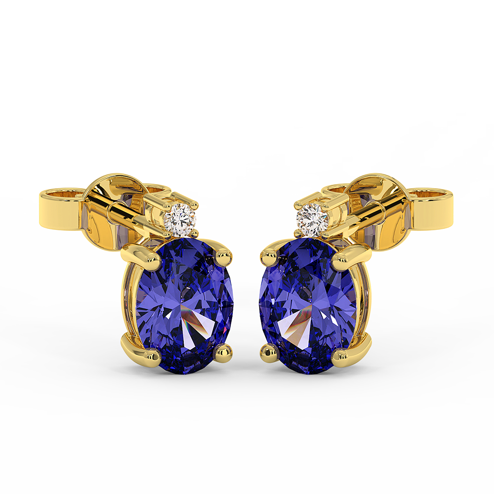 18K Gold Diamond Tanzanite Earrings